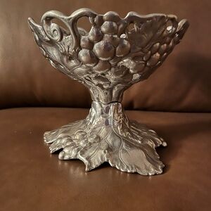 Arthur Court Aluminum Grape Design Centerpiece Pedestal Bowl